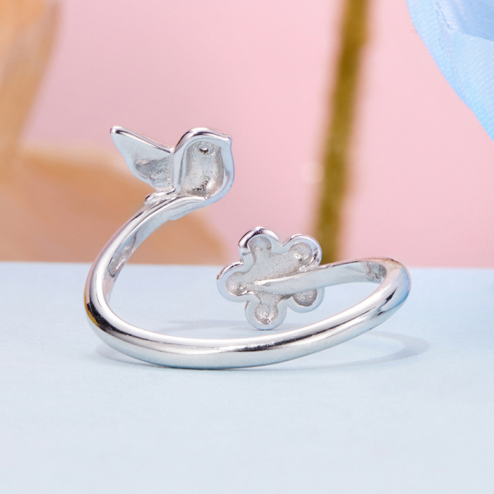 Inel argint Floare si Pasare [11]