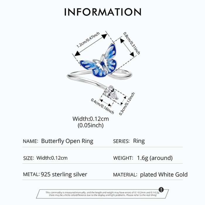 Inel argint reglabil cu fluturas albastru [13]
