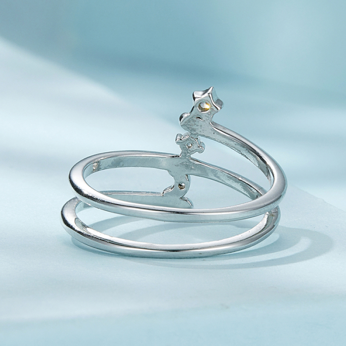 Inel argint inel spiralat cu luna si luceafar [6]