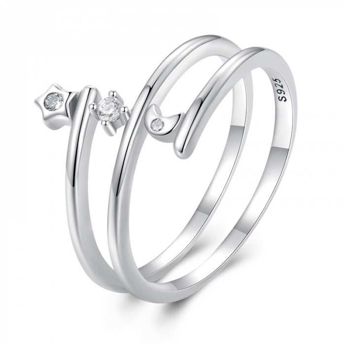 Inel argint inel spiralat cu luna si luceafar [4]