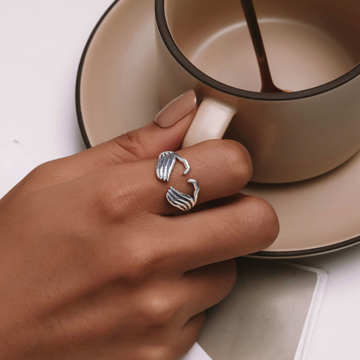 Inel argint mana schelet, reglabil [4]