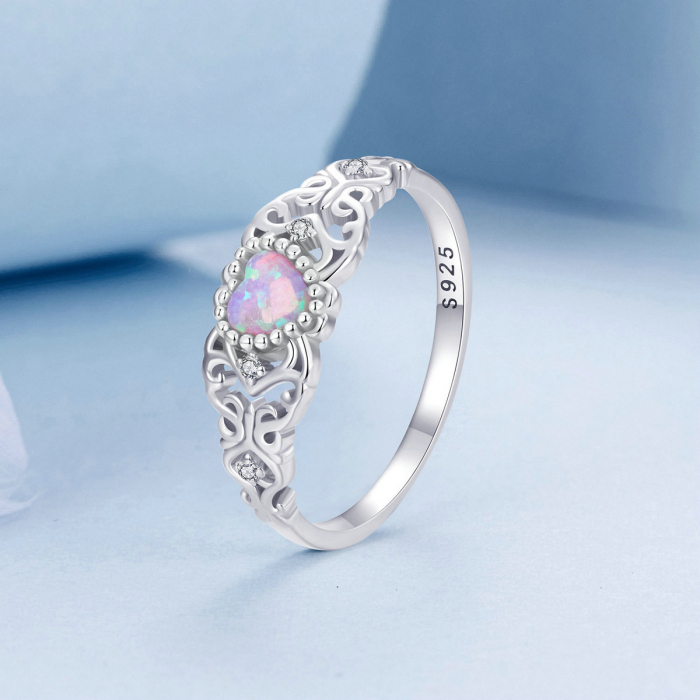 Inel argint opal roz [5]