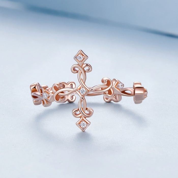 Inel argint reglabil cruce [5]