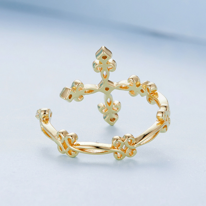 Inel argint reglabil cruce [5]