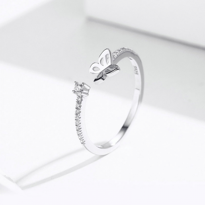 Inel argint reglabil cu fluturas placat cu rodiu [3]