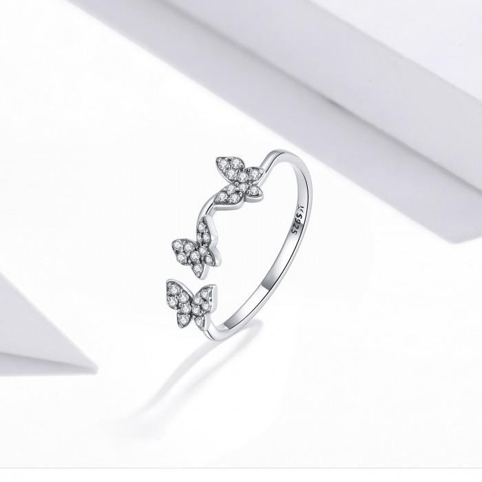 Inel argint reglabil cu fluturasi [5]