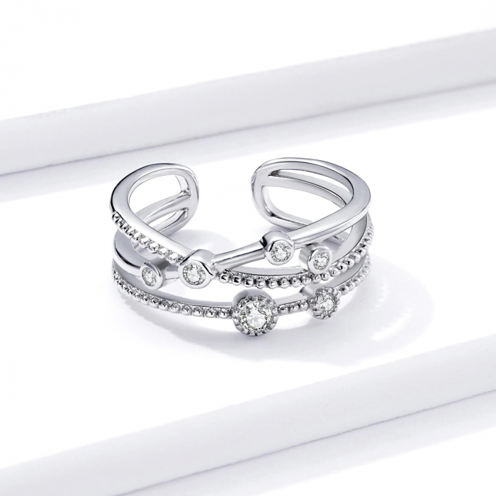 Inel argint reglabil cu stea stralucitoare [2]