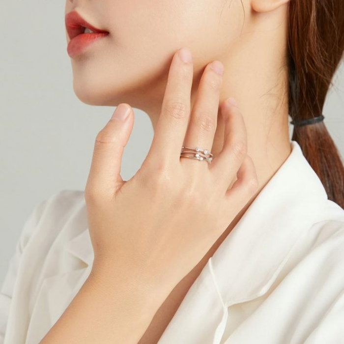 Inel argint reglabil cu stea stralucitoare [3]