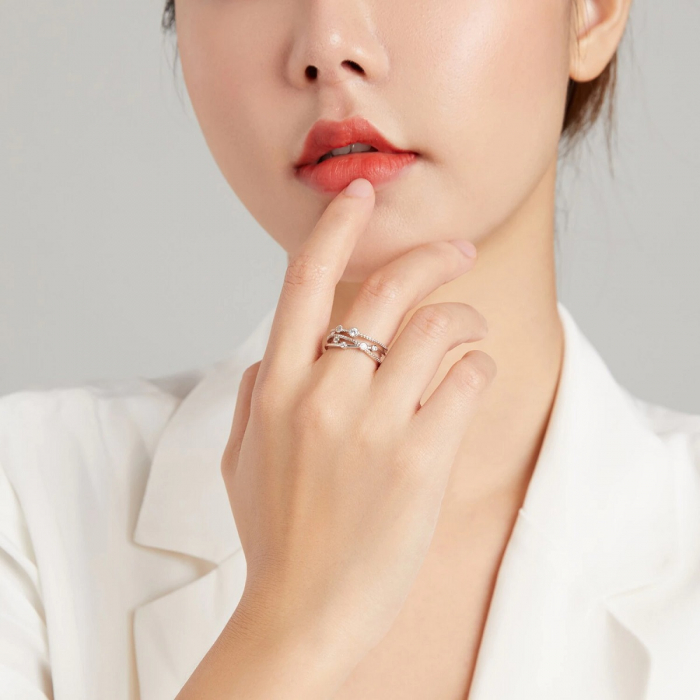 Inel argint reglabil cu stea stralucitoare [4]