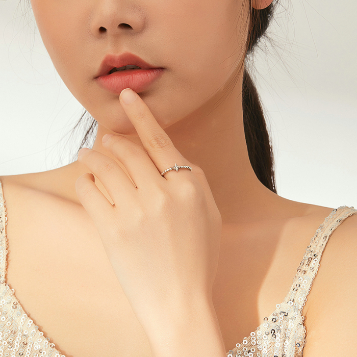 Inel argint reglabil cu steluta si zirconiu [2]