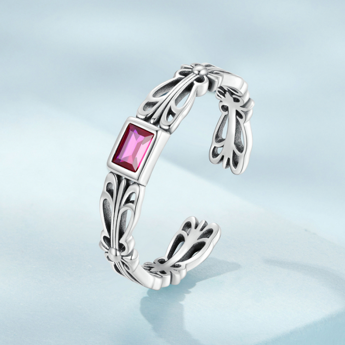 Inel argint reglabil floral cu zirconiu [3]