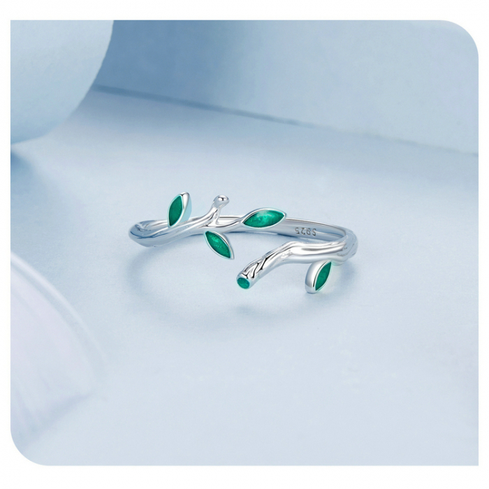 Inel argint reglabil frunze [13]