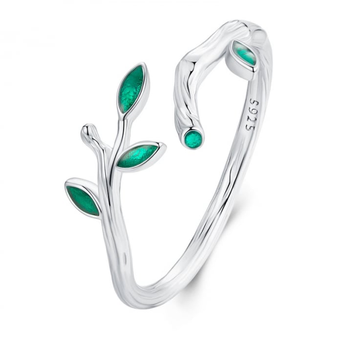 Inel argint reglabil frunze [8]