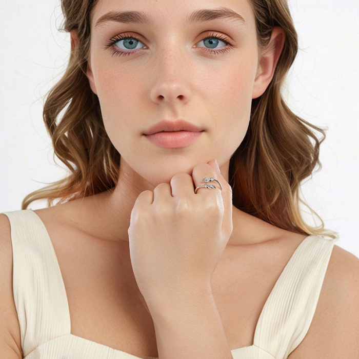 Inel argint reglabil Imbratisare [5]