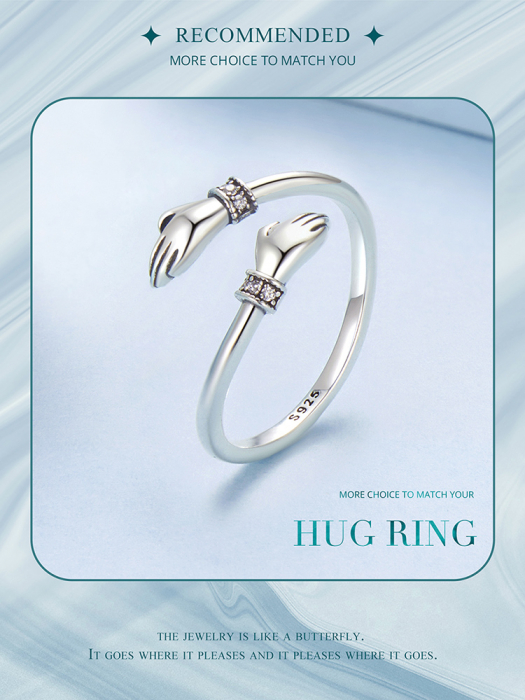 Inel argint reglabil Imbratisare [17]