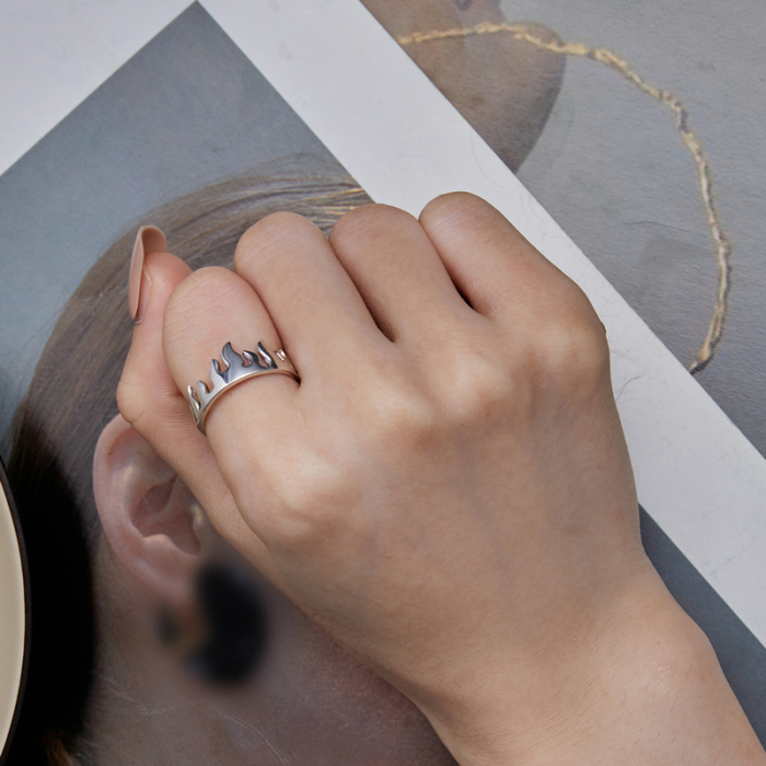 Inel argint reglabil in flacari [4]