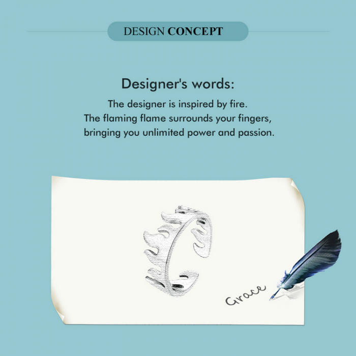 Inel argint reglabil in flacari [12]