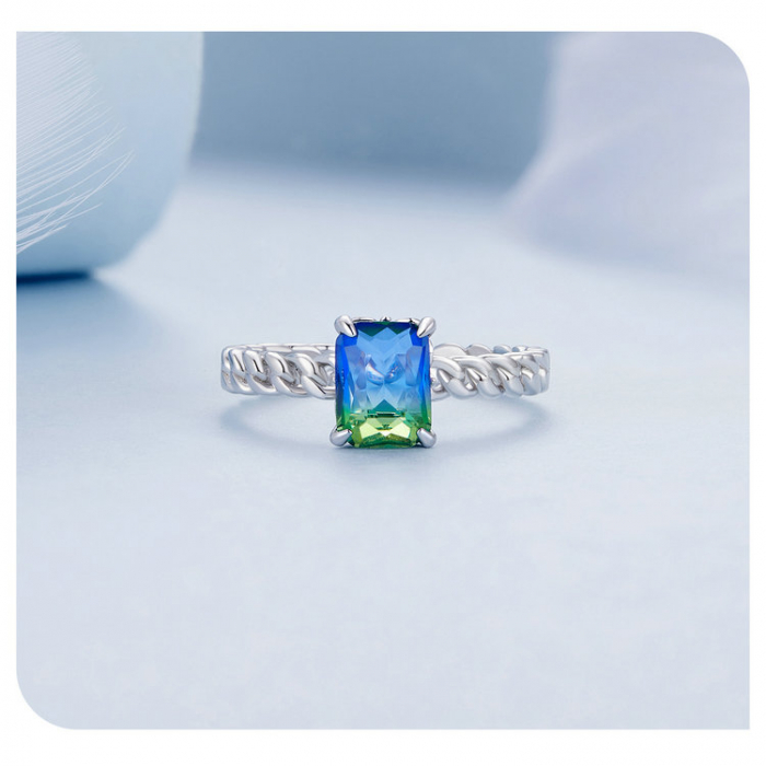 Inel argint reglabil lant si zirconiu turmalina [11]