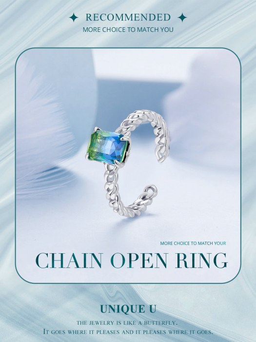 Inel argint reglabil lant si zirconiu turmalina [13]