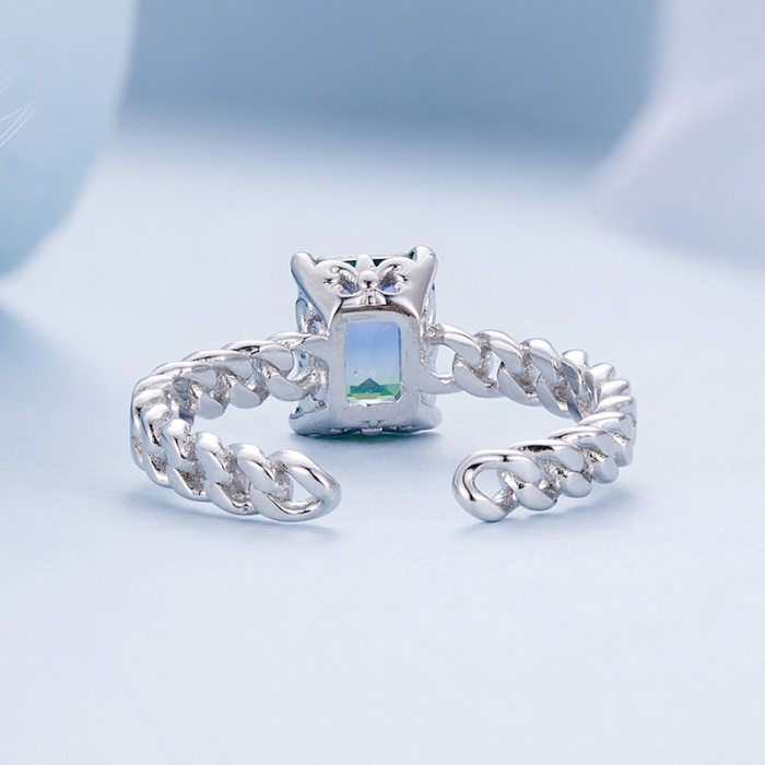 Inel argint reglabil lant si zirconiu turmalina [6]