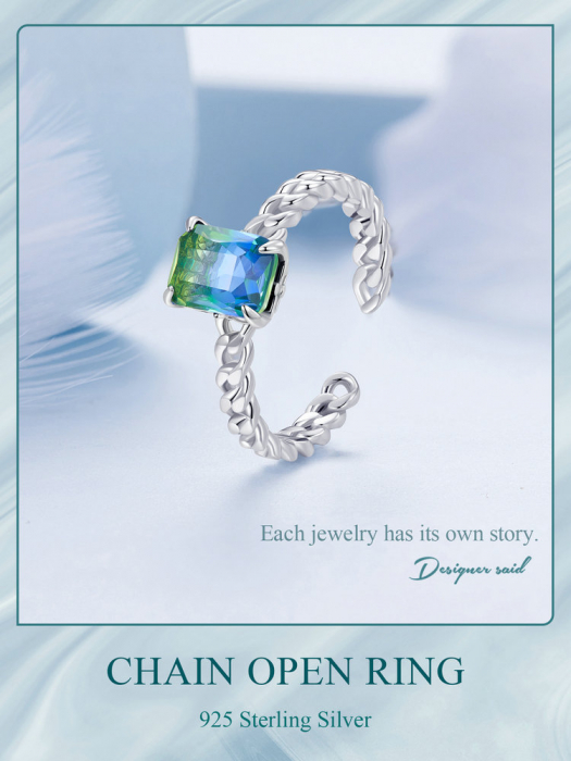 Inel argint reglabil lant si zirconiu turmalina [12]