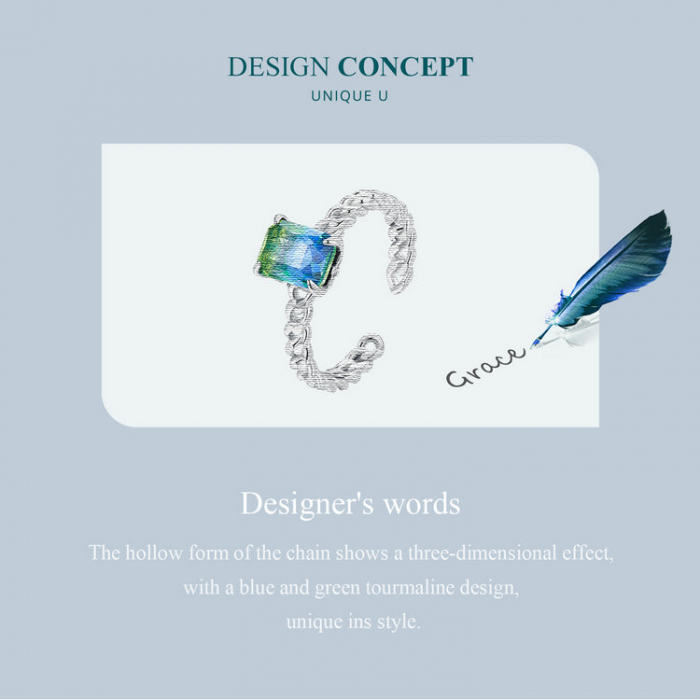 Inel argint reglabil lant si zirconiu turmalina [7]