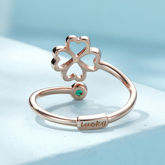 Inel argint reglabil trifoi cu patru foi [6]