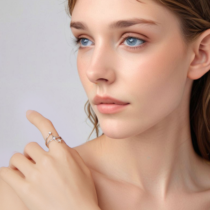 Inel argint triplu cu stelute [3]