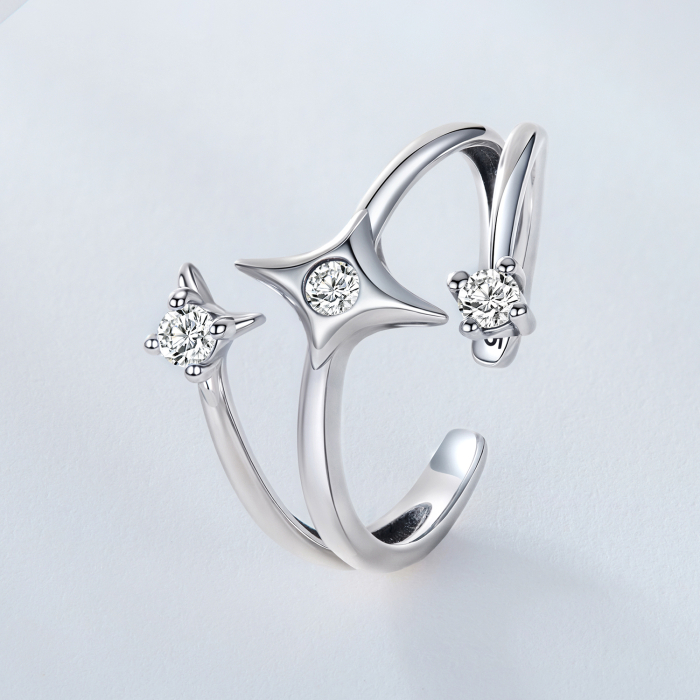 Inel argint triplu cu stelute [4]