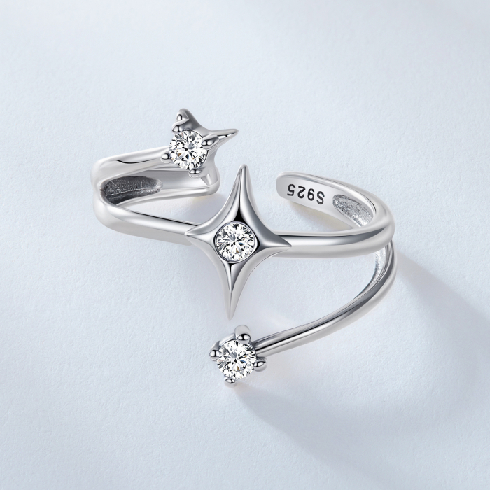 Inel argint triplu cu stelute [7]