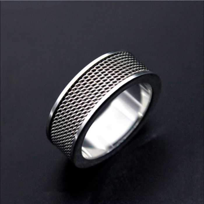 Inel inox antistres argintiu cu banda rotativa [3]