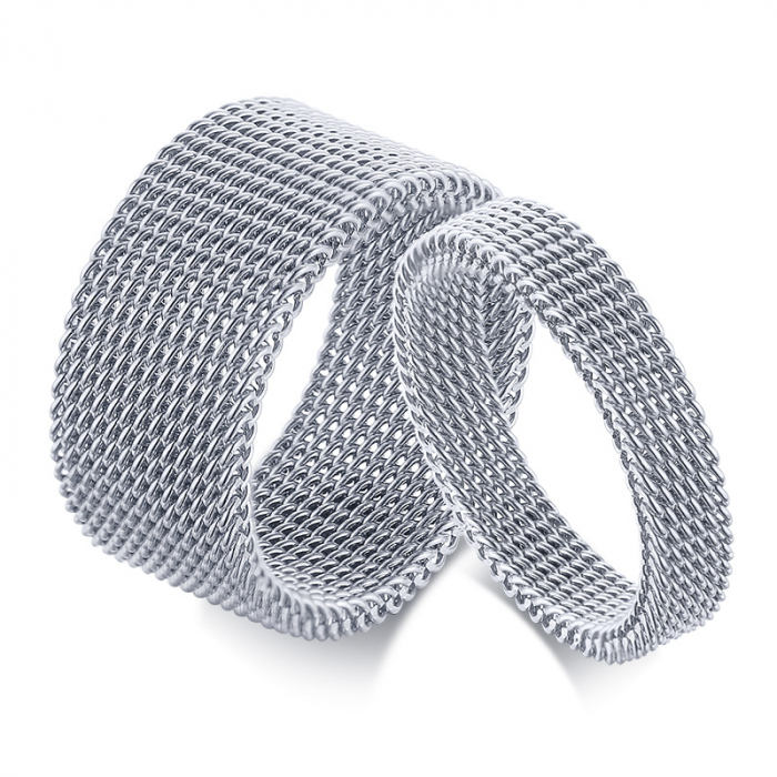 Inel inox argintiu tip plasa 10 mm [8]