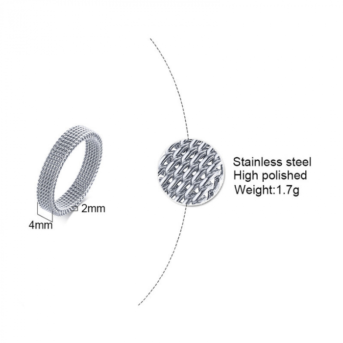 Inel inox argintiu tip plasa 4 mm [5]