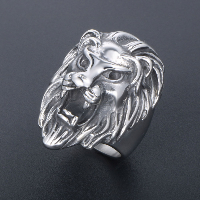 Inel inox biker cu cap de leu [5]