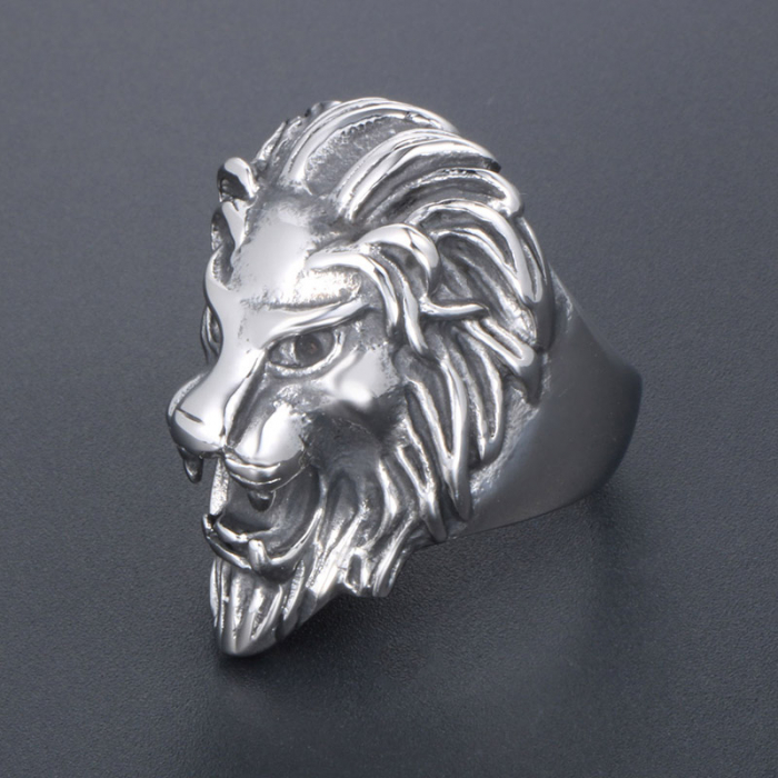 Inel inox biker cu cap de leu [2]