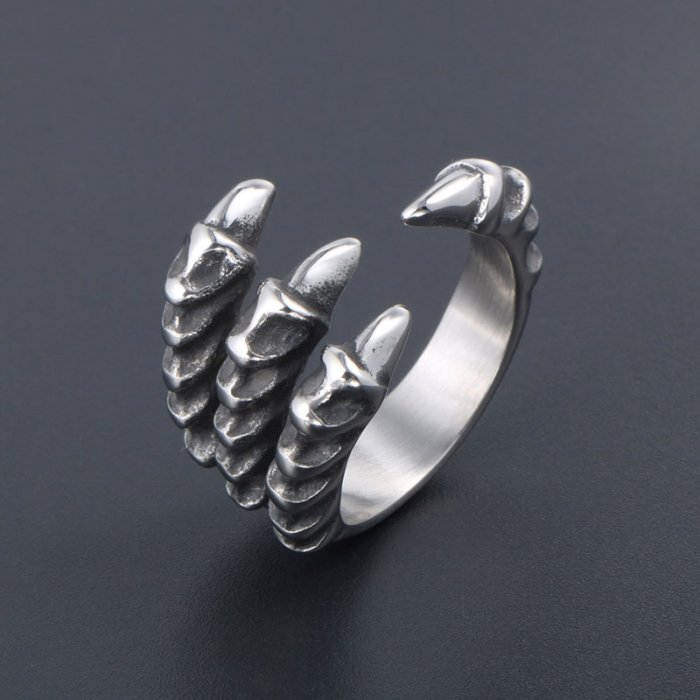 Inel inox biker cu gheara de dragon [4]