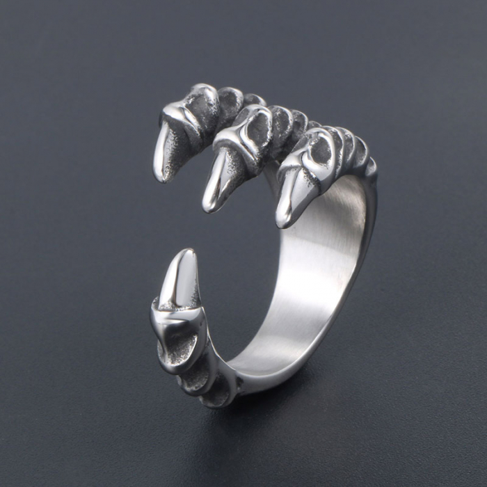 Inel inox biker cu gheara de dragon [2]
