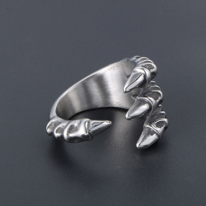 Inel inox biker cu gheara de dragon [3]