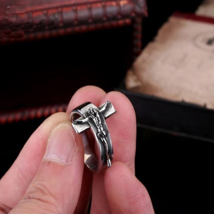Inel inox cu cruce Rastignirea lui Isus [5]