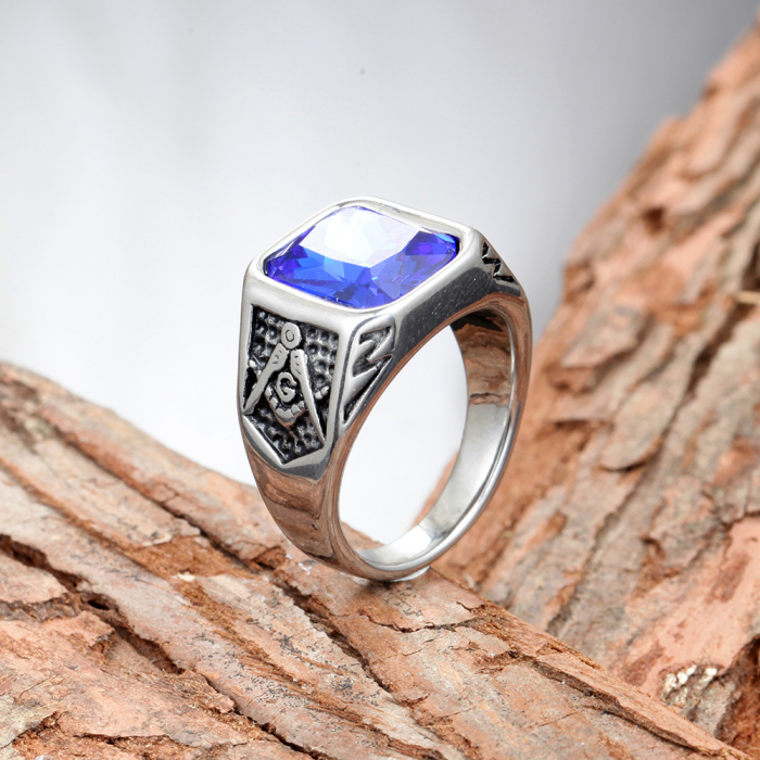 Inel inox cu zirconiu albastru The Grand Architect [3]