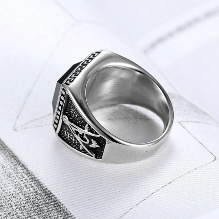 Inel inox cu zirconiu negru The Grand Architect [4]