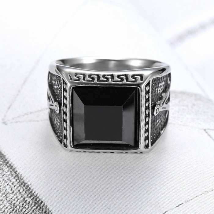 Inel inox cu zirconiu negru The Grand Architect [2]