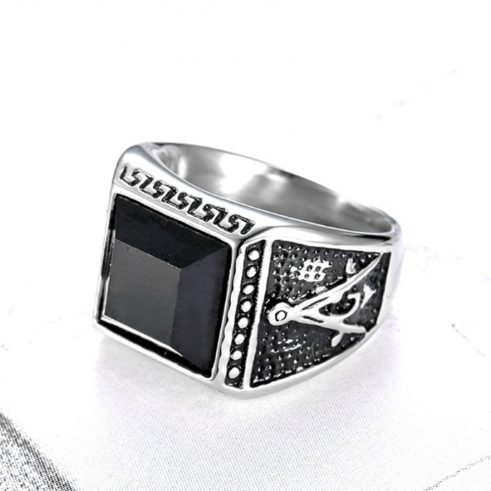 Inel inox cu zirconiu negru The Grand Architect [3]