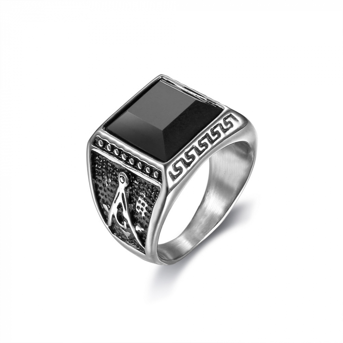 Inel inox cu zirconiu negru The Grand Architect [5]