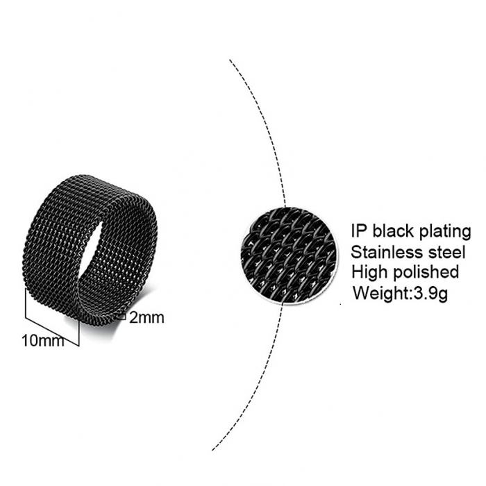 Inel inox negru tip plasa 10 mm [5]
