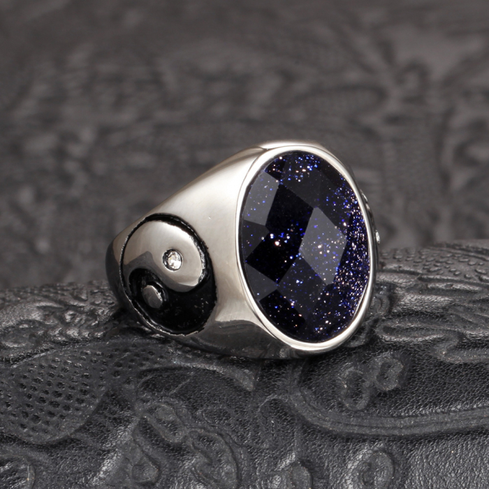 Inel inox Yin si Yang cu zirconiu [2]