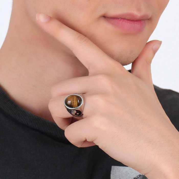 Inel inox Yin si Yang cu zirconiu [4]