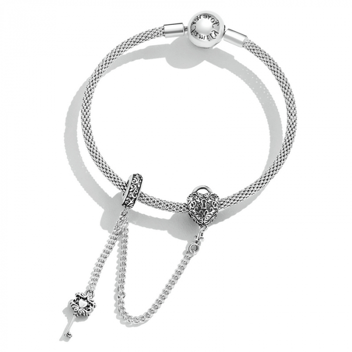 Lant de siguranta bratara cu lacat si cheie argint [5]