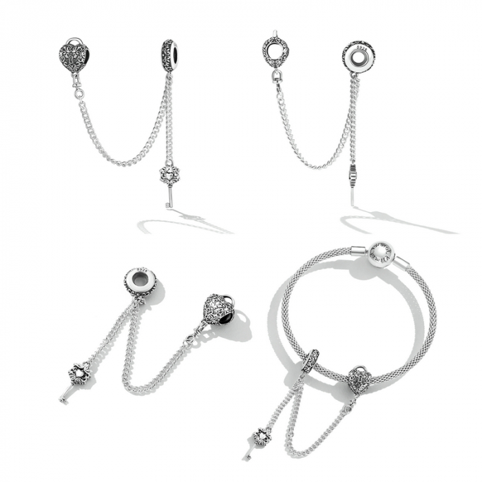 Lant de siguranta bratara cu lacat si cheie argint [7]