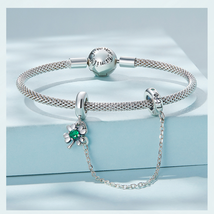 Lant de siguranta bratara cu trifoi norocos [12]